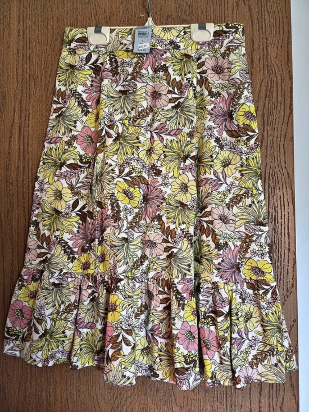 Loft Outlet 33103037 Floral A-Line Skirt in Pink & Yellow Size Small NWT